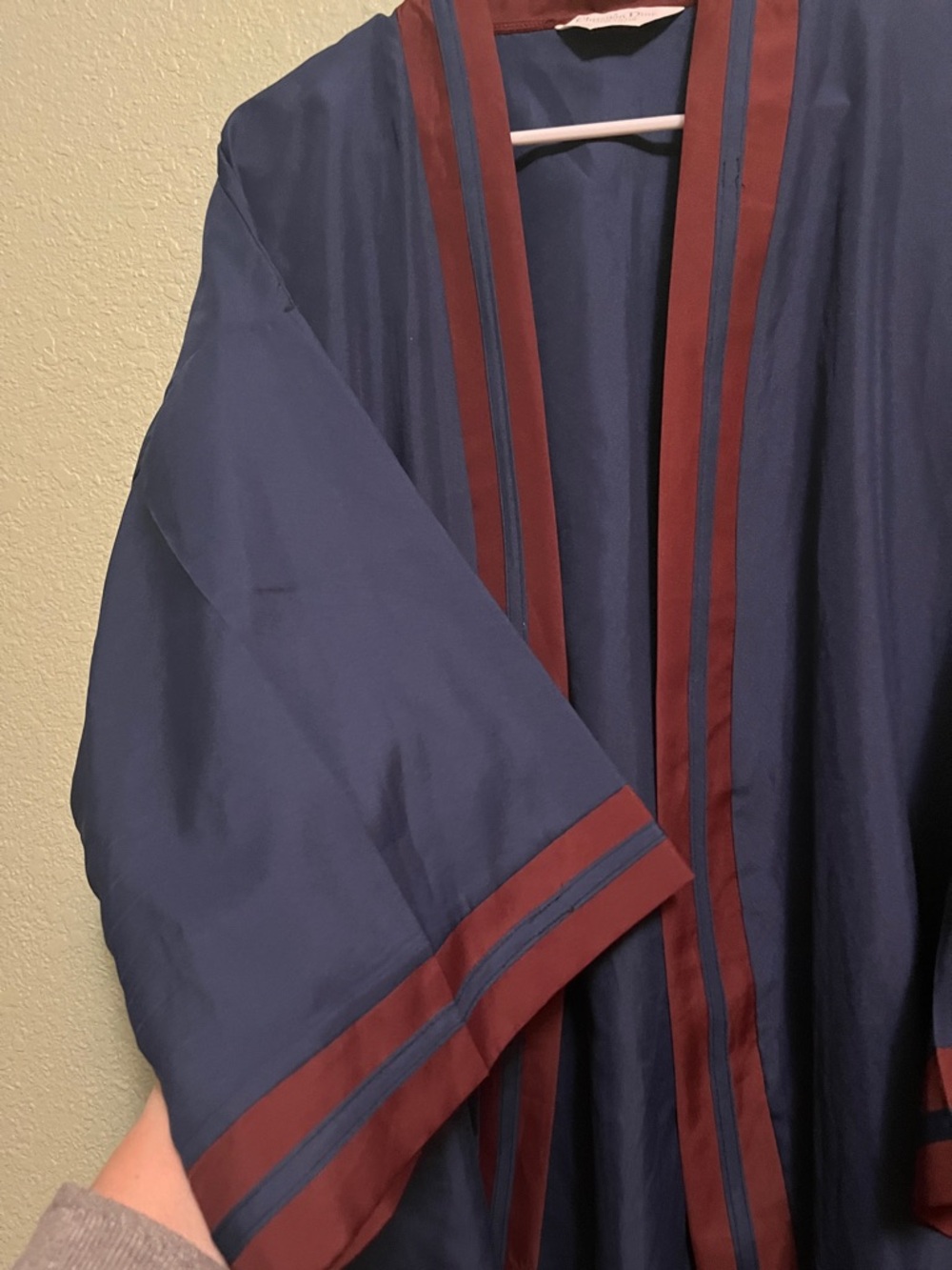 Dior Silk Robe in Navy and Burgundy excellent OS - Picture 2 of 5